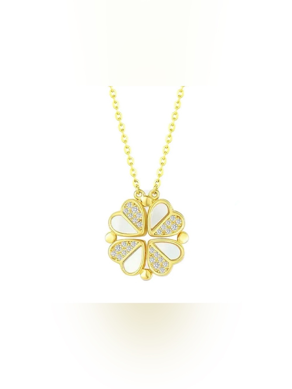 Brand New, Magnetic Clover Pendant Necklace, 2-way To Wear, Stainless Steel